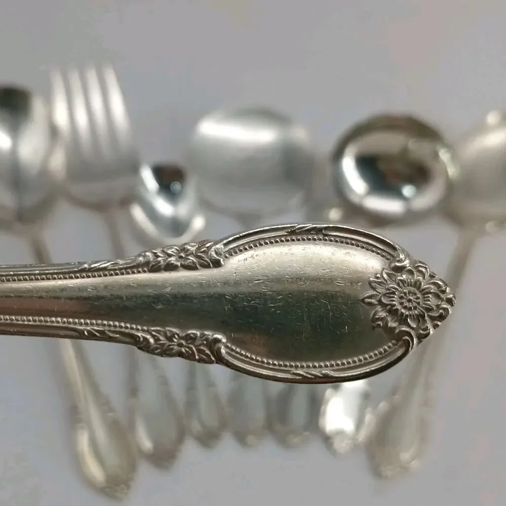 8X Serving 1847 Rogers Bros IS Remembrance Silverplate Ladle Spoons Fork Slotted